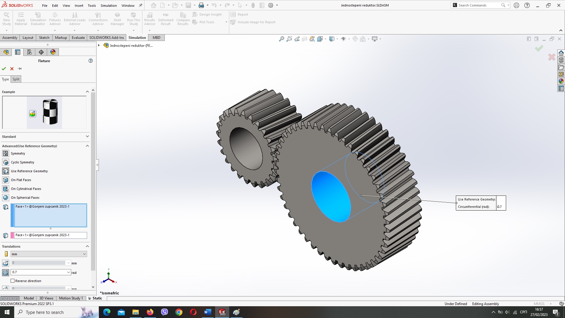 Reference geometry 0.7 rad